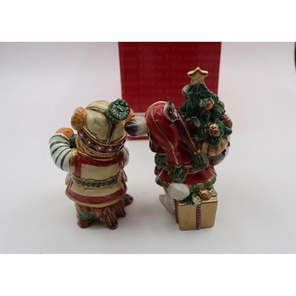 Vintage Fitz & Floyd Christmas Lodge S/P Shakers Original Box *See Description*